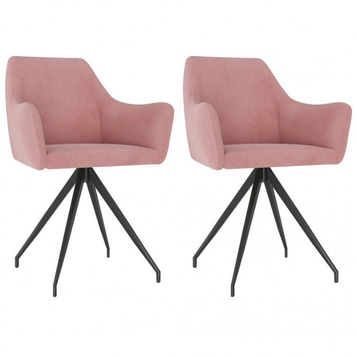 Set di sedie per sala da pranzo di velluto con schienale curvo colore rosa Vida XL