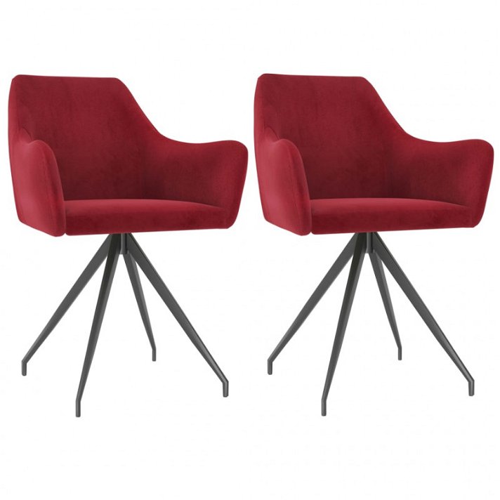 Set di sedie per sala da pranzo di velluto con schienale curvo di colore rosso vino Vida XL
