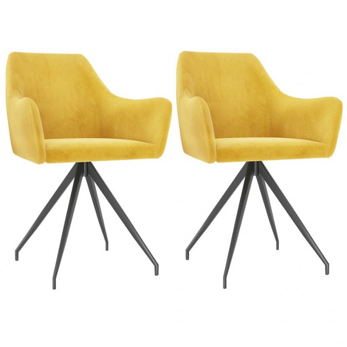 Conjunto de cadeiras de sala de jantar em veludo com encosto curvado de cor amarela Vida XL