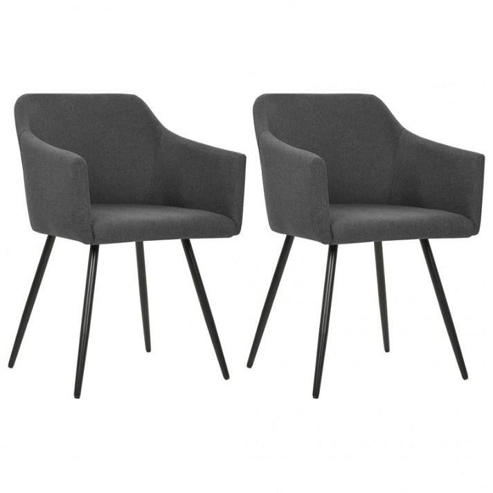 Pack of curved design dining chairs dark grey colour VidaXL