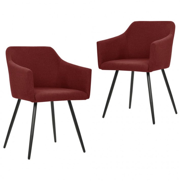 Conjunto de cadeiras para sala de jantar design curvado de cor bordeaux Vida XL