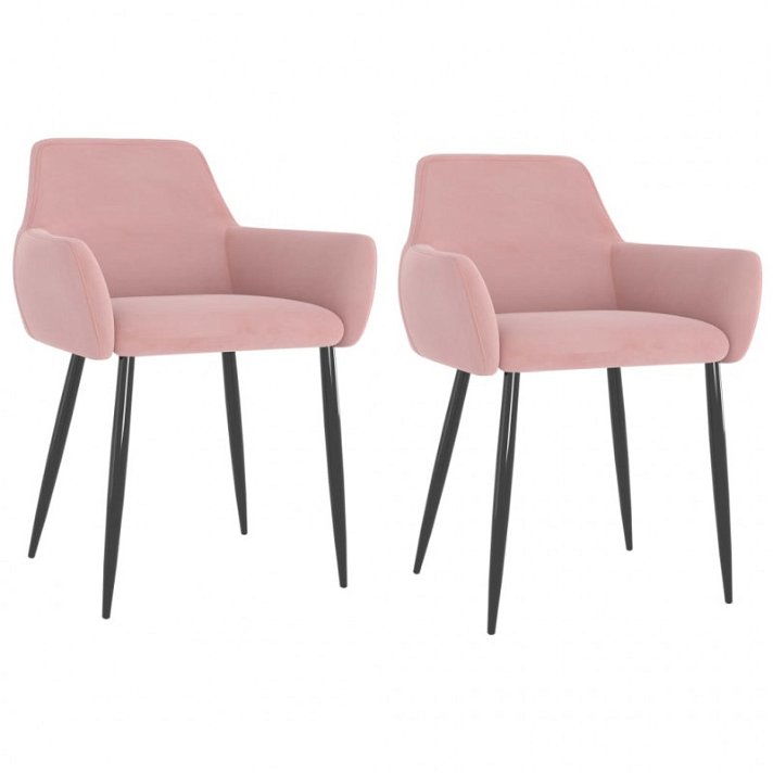 Cadeira de sala de jantar em veludo de cor rosa Vida XL