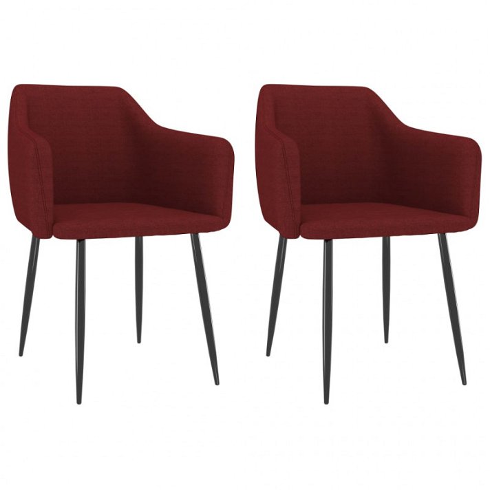 Set di sedie per sala da pranzo tessuto colore rosso vino Vida XL