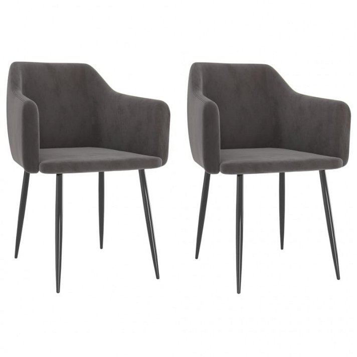 Set di sedie per sala da pranzo moderne di velluto colore grigio scuro Vida XL