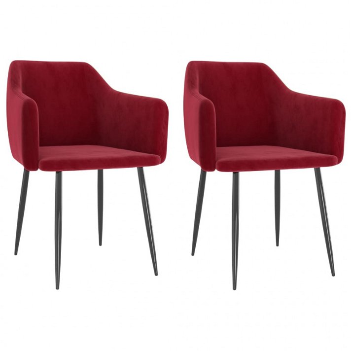 Set di sedie per sala da pranzo moderne di velluto colore rosso vino Vida XL