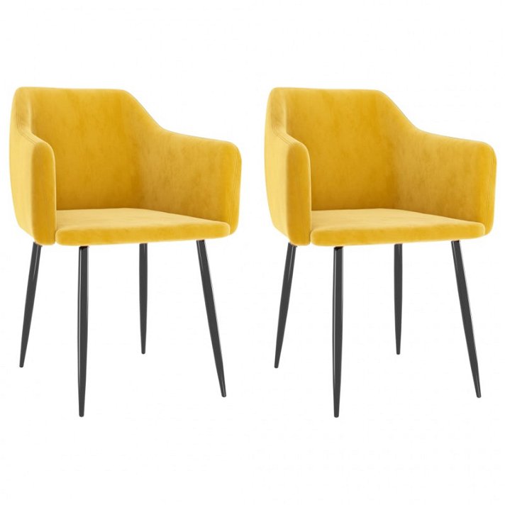 Set di sedie per sala da pranzo moderne di velluto colore giallo senape Vida XL