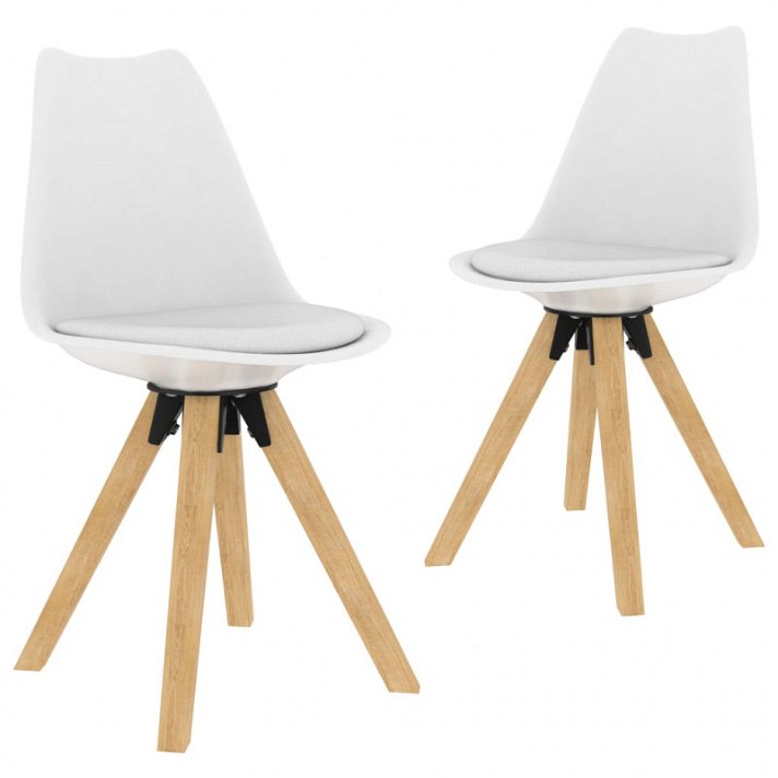 Set di sedie per sala da pranzo colore bianco di legno massiccio di faggio Vida XL