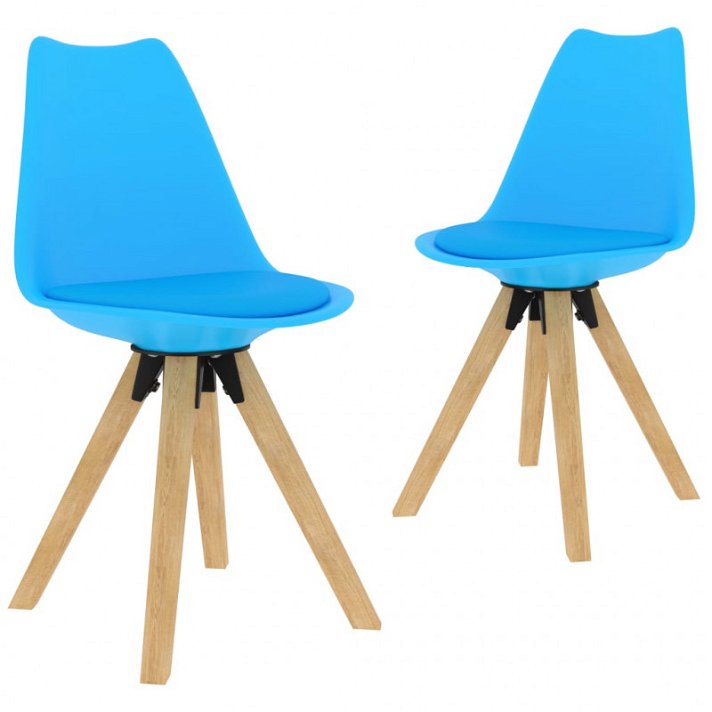 Set di sedie per sala da pranzo colore blu di legno massiccio di faggio design curvo Vida XL