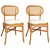 Set di sedie per sala da pranzo di rattan naturale colore marrone chiaro e lino con cuscino bianco crema VidaXL