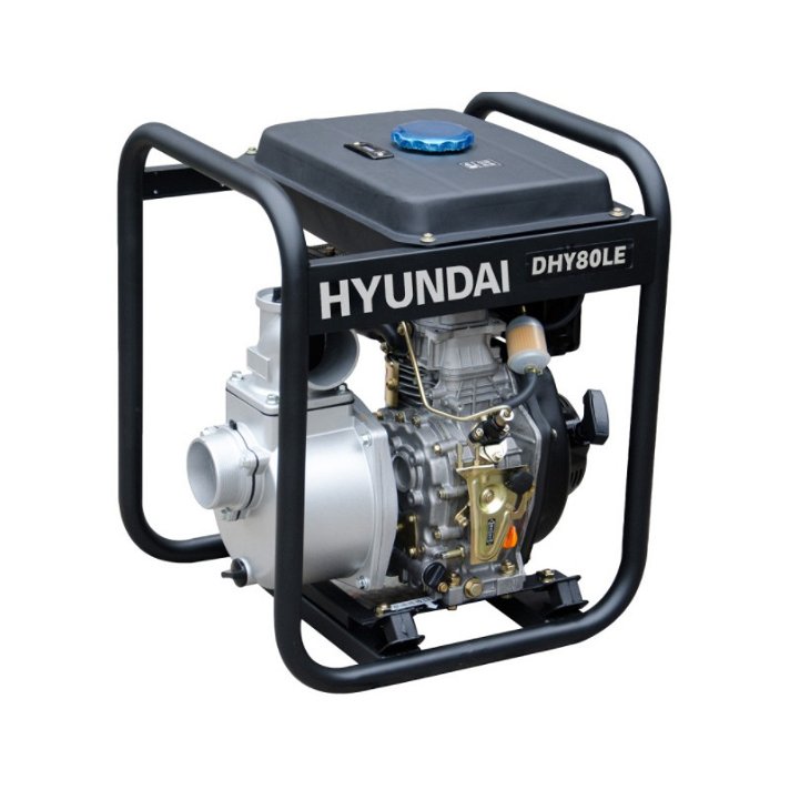 Bomba de motor diesel Hyundai modelo DHY80LE para água limpa com um caudal máximo de 60m/h