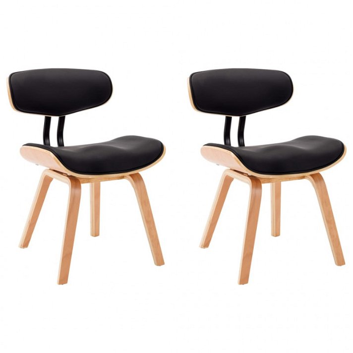 Set di 2 sedie con seduta curva rivestite in tessuto nero e marrone chiaro Vida XL