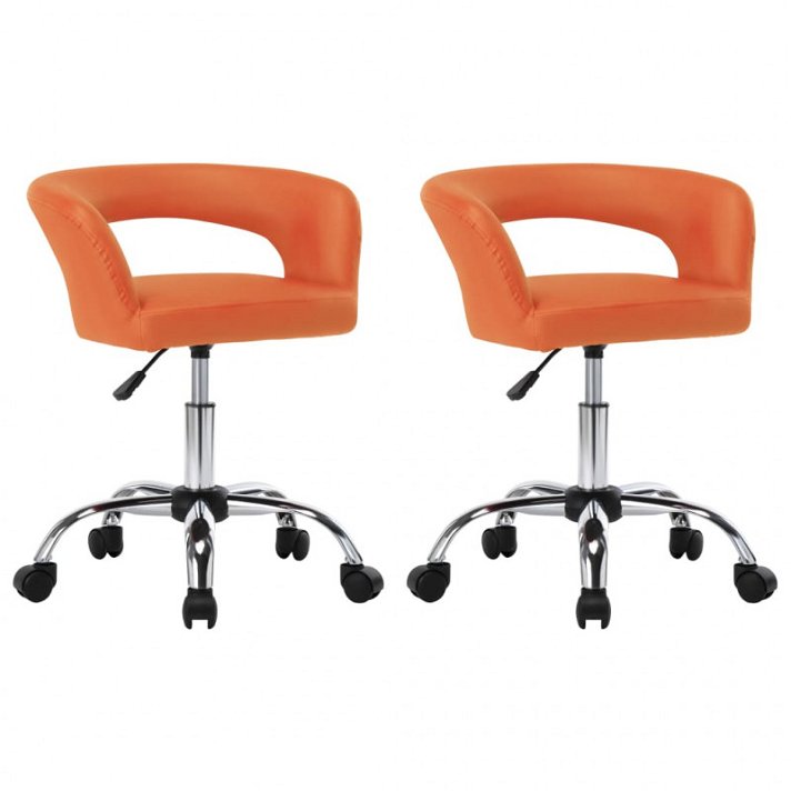 Set di sedie per sala da pranzo girevole di ecopelle colore arancione Vida XL