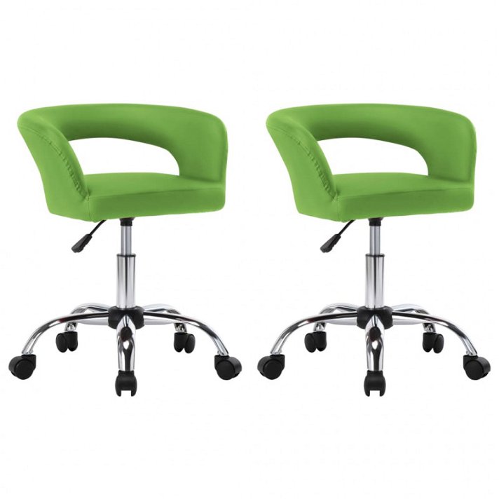 Conjunto de cadeiras para sala de jantar giratória de couro sintético de cor verde Vida XL