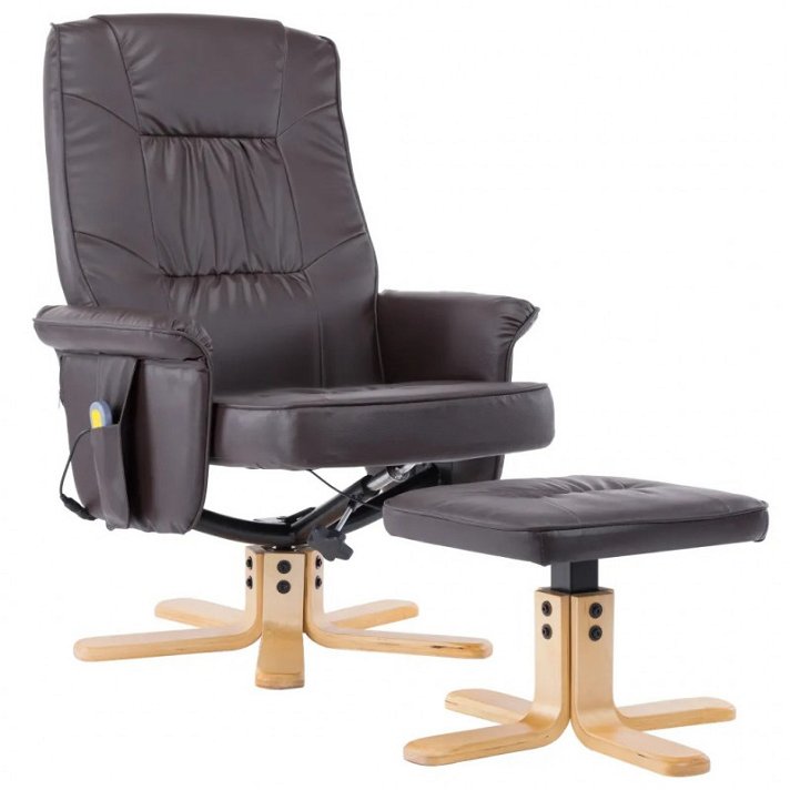 Fauteuil de massage inclinable avec repose-pieds en cuir synthétique gris foncé VidaXL