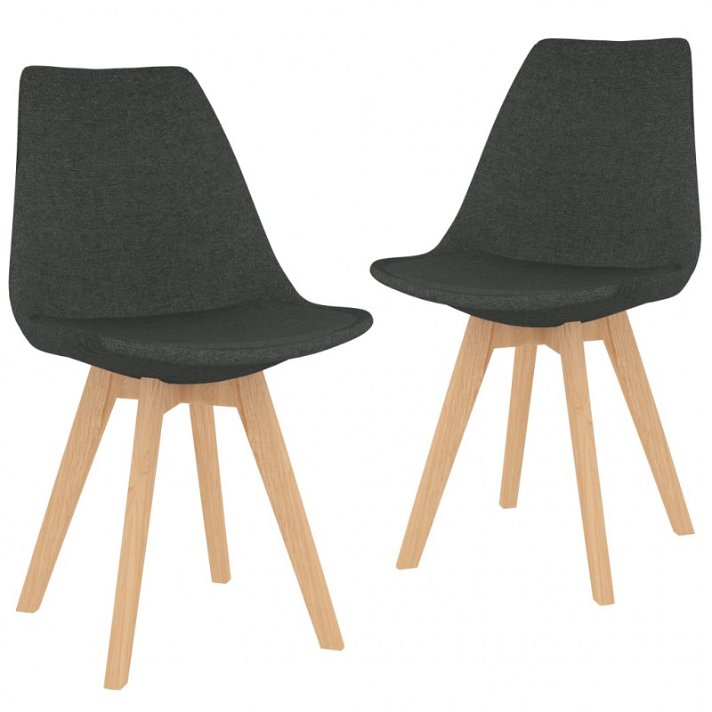 Set di sedie per sala da pranzo con gambe di legno di faggio colore grigio scuro Vida XL