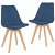 Set di sedie per sala da pranzo con gambe di legno di faggio colore blu Vida XL