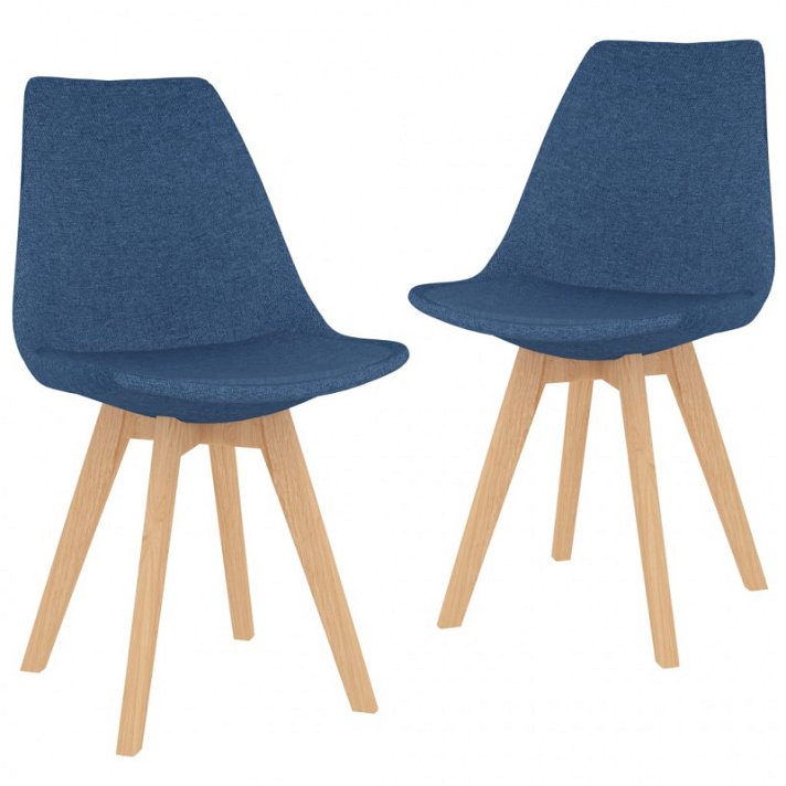 Conjunto de cadeiras para sala de jantar com pernas de madeira de haya de cor azul Vida XL