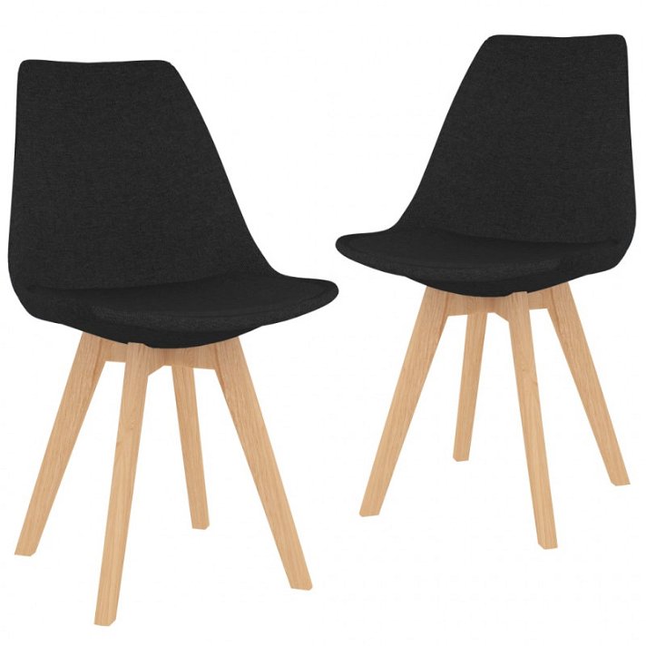 Set di sedie per sala da pranzo con gambe di legno di faggio colore nero Vida XL
