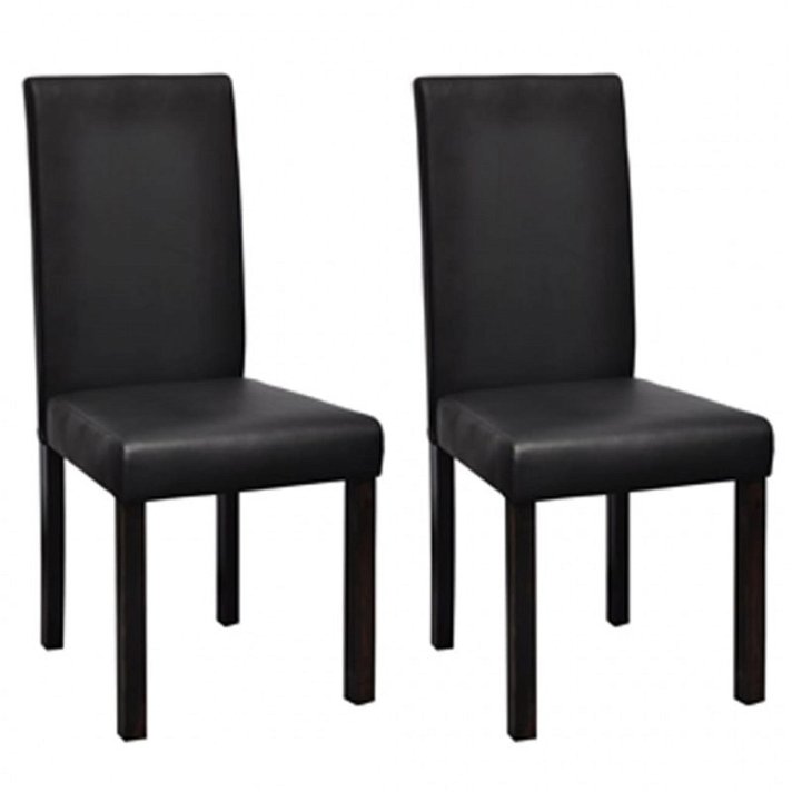 Conjunto de 2 cadeiras de jantar fabricadas com couro sintético de cor preto VidaXL
