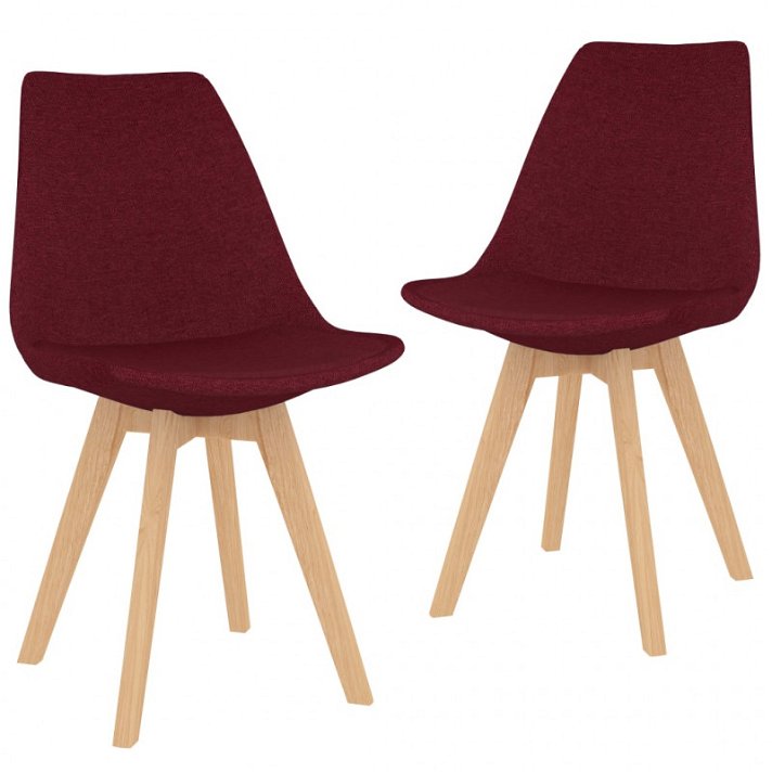 Set di sedie per sala da pranzo con gambe di legno di faggio colore rosso vino Vida XL