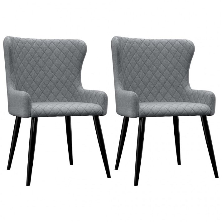 Conjunto de 2 cadeiras acolchoadas estofadas com tecido de poliéster com pernas de aço cinzento claro VidaXL