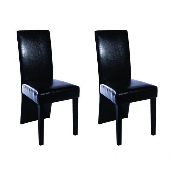 Conjunto de 2 cadeiras de jantar fabricadas com couro sintético e acabamento de cor preto VidaXL