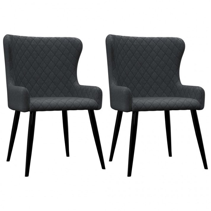 Conjunto de 2 cadeiras estofadas com tecido de poliéster com pernas de aço cinzento escuro VidaXL