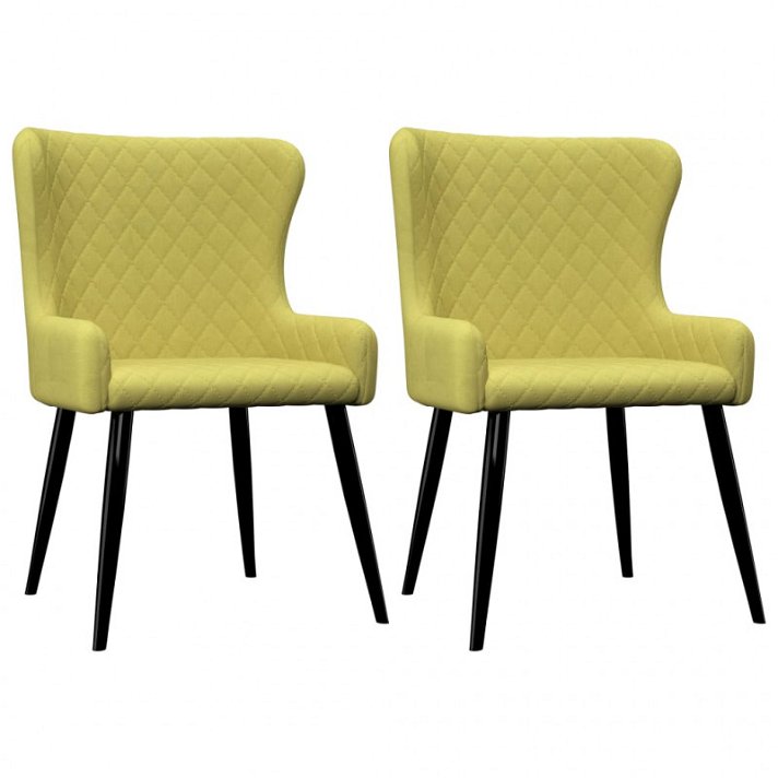 Set di 2 sedie imbottite realizzate in acciaio e tessuto in finitura verde VidaXL
