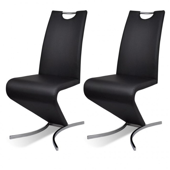 Conjunto de 2 cadeiras para sala de jantar fabricadas com couro sintético e acabamento de cor preto VidaXL