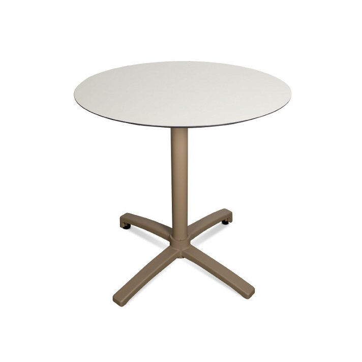 Table arrondie rabattable avec un pied central en aluminium et un plateau de 70 cm Drop Resol