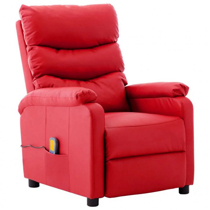 Poltrona de massagem reclinável confort couro sintético vermelho VidaXL
