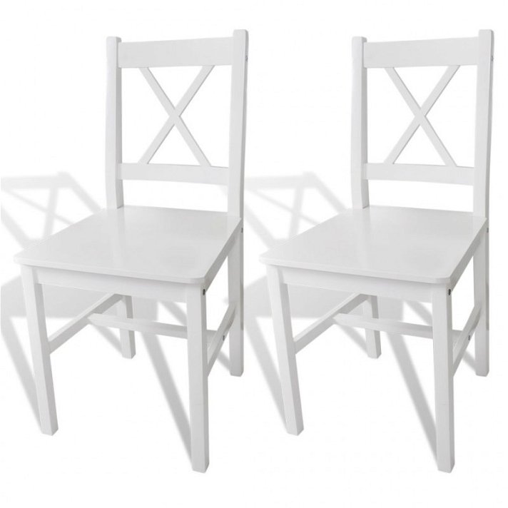 Set di sedie per sala da pranzo fabbricate in legno di pino massiccio di colore bianco Vida XL