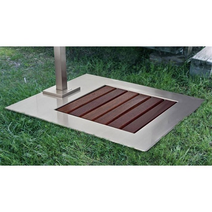 Plato de ducha exterior para encastrar de acero inoxidable y madera sintética Fresno Oasis Star