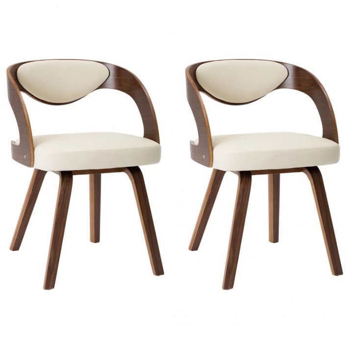 Conjunto de cadeiras modernas de madeira curvada creme e castanho-escuro Vida XL
