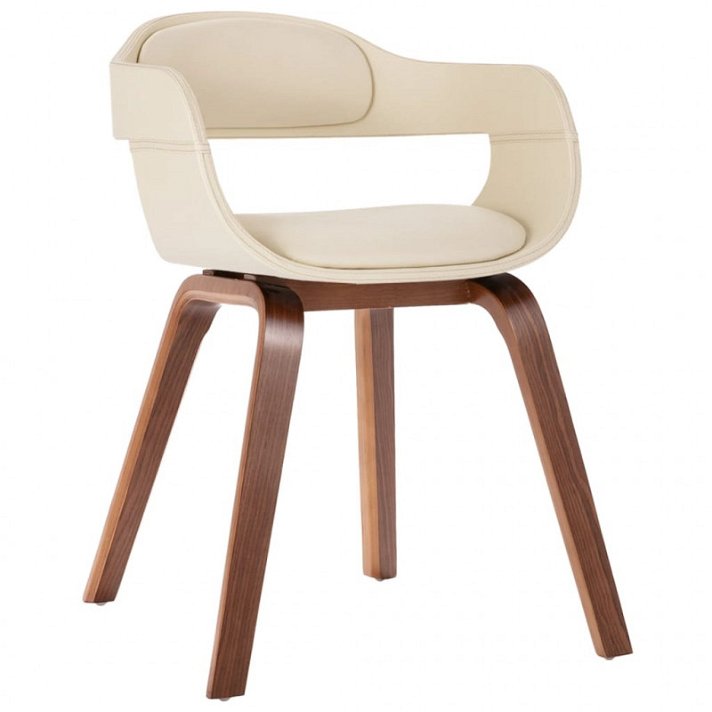 Cadeira curvada de couro sintético branco Vida XL