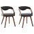 Set di 2 sedie moderne in legno curvato marrone con rivestimento grigio scuro VidaXL