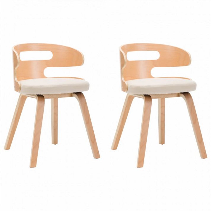 Conjunto de 2 cadeiras de design contemporâneo de cor castanho-claro estofado com couro sintético de cor creme VidaXL