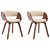 Set di 2 sedie fabbricate in legno curvo e finitura colore crema e marrone scuro Vida XL