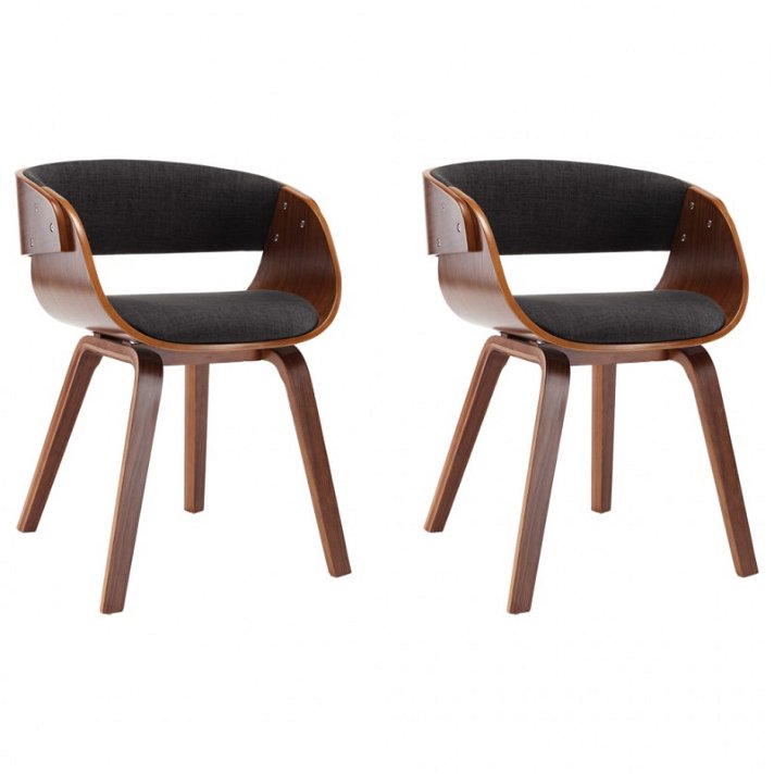 Conjunto de 2 cadeiras com apoio para os braços fabricados em madeira curvada cinzenta e castanho escuro VidaXL