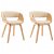 Set di 2 sedie fabbricate in legno curvo e pelle sintetica colore crema e marrone chiaro Vida XL