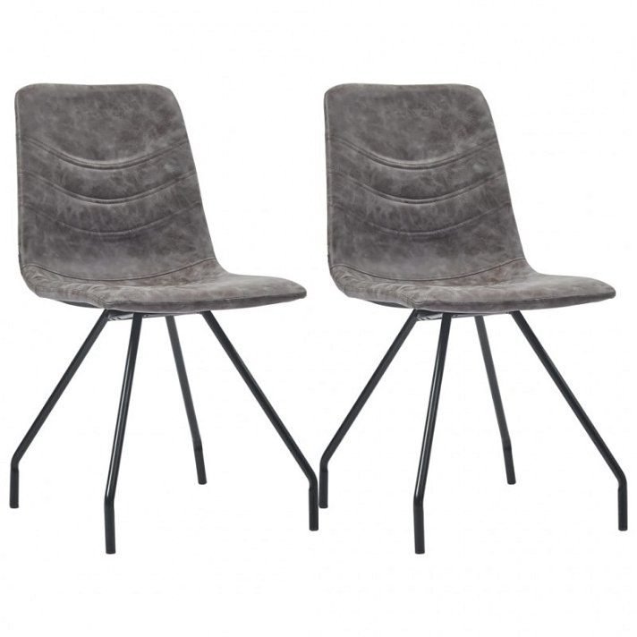 Conjunto de cadeiras com pernas aranha fabricadas em madeira compensada e couro PU castanho escuro VidaXL