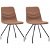 Conjunto de 2 cadeiras com pernas aranha fabricadas em madeira compensada e couro PU de cor castanho VidaXL