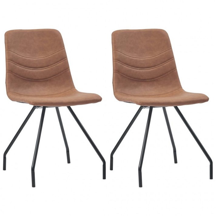 Conjunto de 2 cadeiras com pernas aranha fabricadas em madeira compensada e couro PU de cor castanho VidaXL