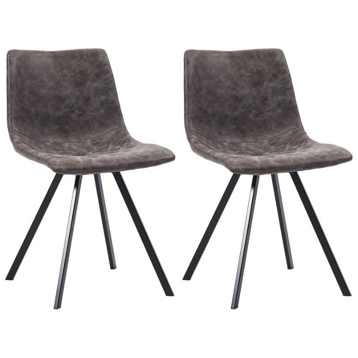 Conjunto de 2 cadeiras com pernas metálicas estofadas com couro sintético de cor castanho VidaXL