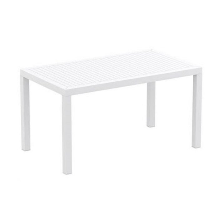 Table d'extérieur rectangulaire de 140 cm en résine avec finition de couleur blanche Ares Garbar