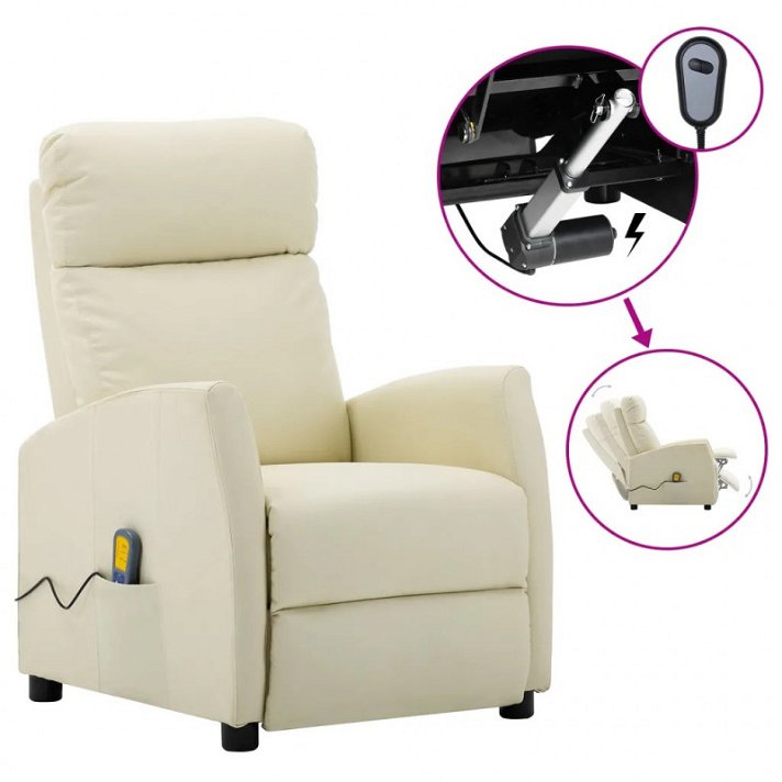 Poltrona da massaggio con reclinazione elettrica ecopelle bianca VidaXL