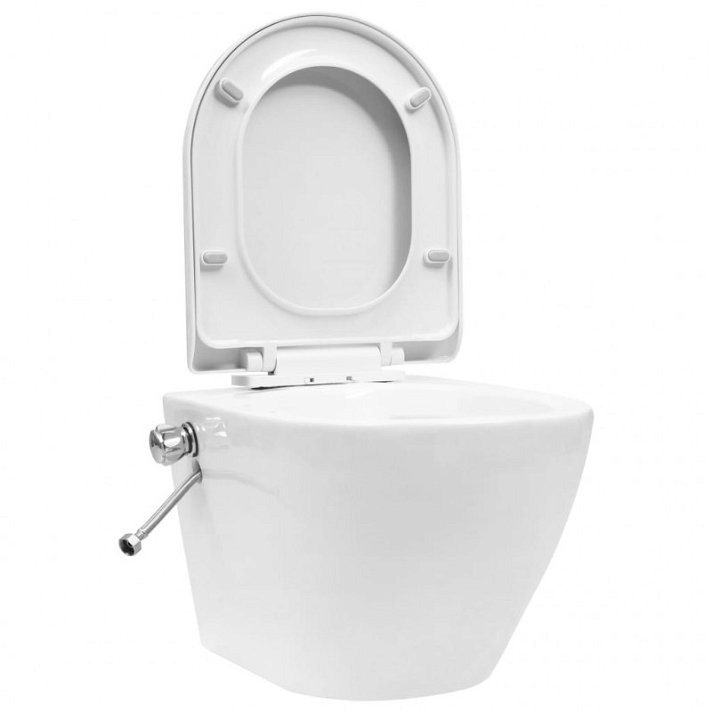 WC suspendu blanc avec fonction de bidet et accessoires Vida XL