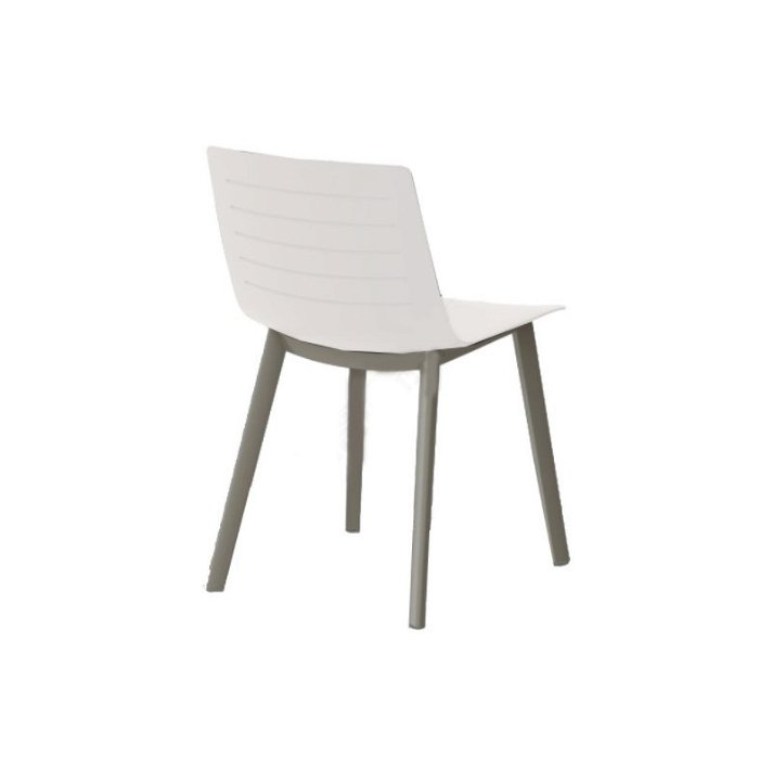 Pack de 2 sillas elaboradas con fibra de vidrio y acabado en colores blanco y chocolate click Skin Resol