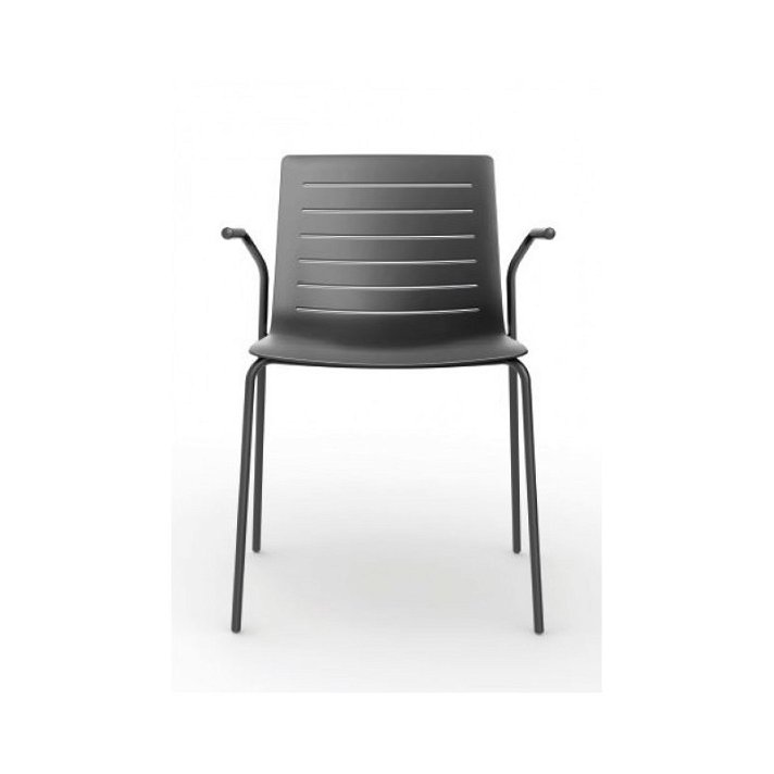 Pack de sillas con apoyabrazos fabricadas en fibra de vidrio colores negro y gris Skin Resol