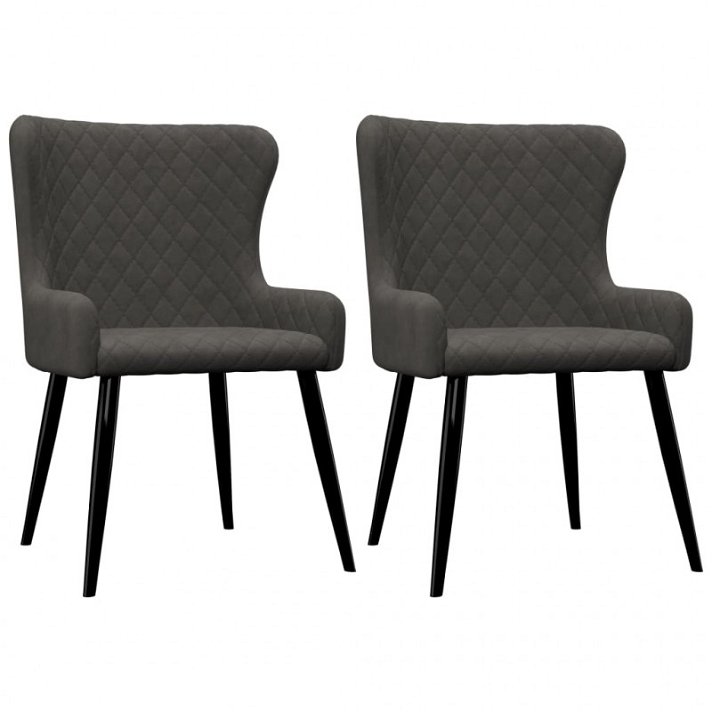 Set di 2 sedie imbottite in velluto con braccioli e gambe in metallo grigio VidaXL